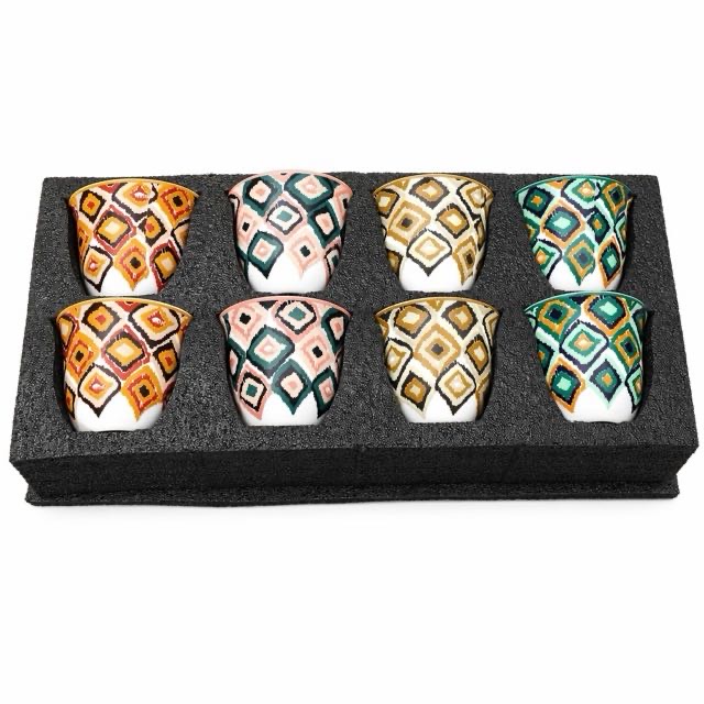 Boho Geometric Ceramic Cup 8Pcs darilni set za kavo čaj