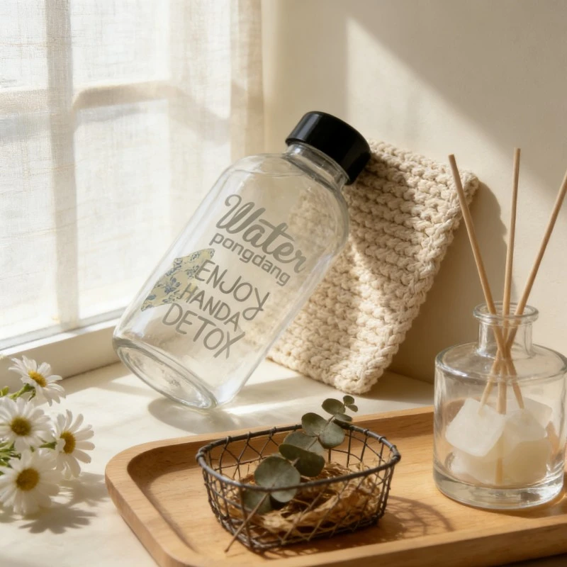 Wide Mouth Clear Glass Water Bottle